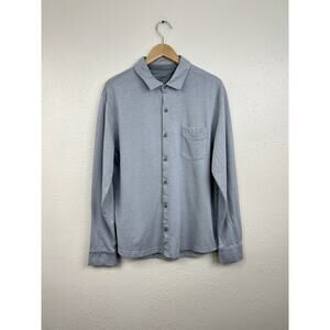 Fabletics Men’s Shirt The Dash Button Down Large Gray Performance Knit Blend